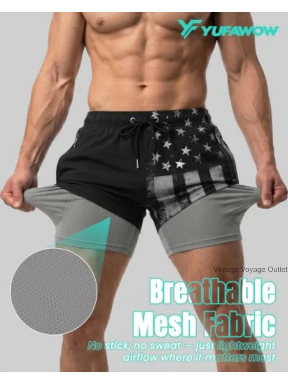 Men's Quick Dry Swim Trunks with Compression Liner and Zipper Pockets